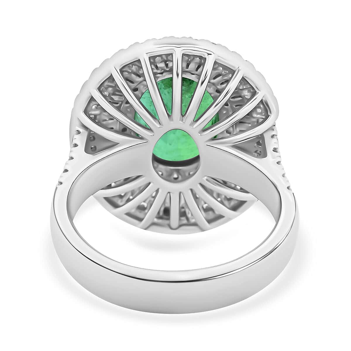 Certified and Appraised RHAPSODY 950 Platinum AAAA Kagem Zambian Emerald, Diamond Ring 5.40 Ct