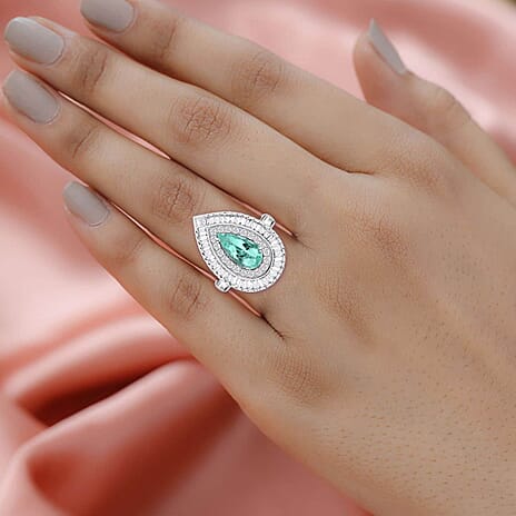 Certified and Appraised RHAPSODY 950 Platinum AAAA Paraiba Tourmaline, E-F VS Diamond Ring 3.20 Ct
