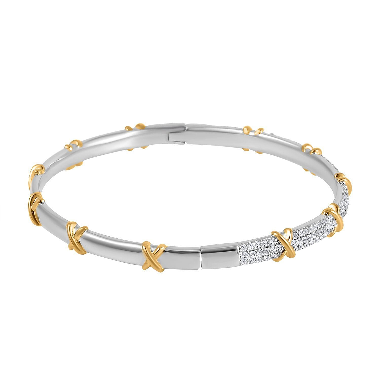 Designer Inspired Close Out - Cubic Zirconia Criss Cross Bangle (Size - 7.5 )