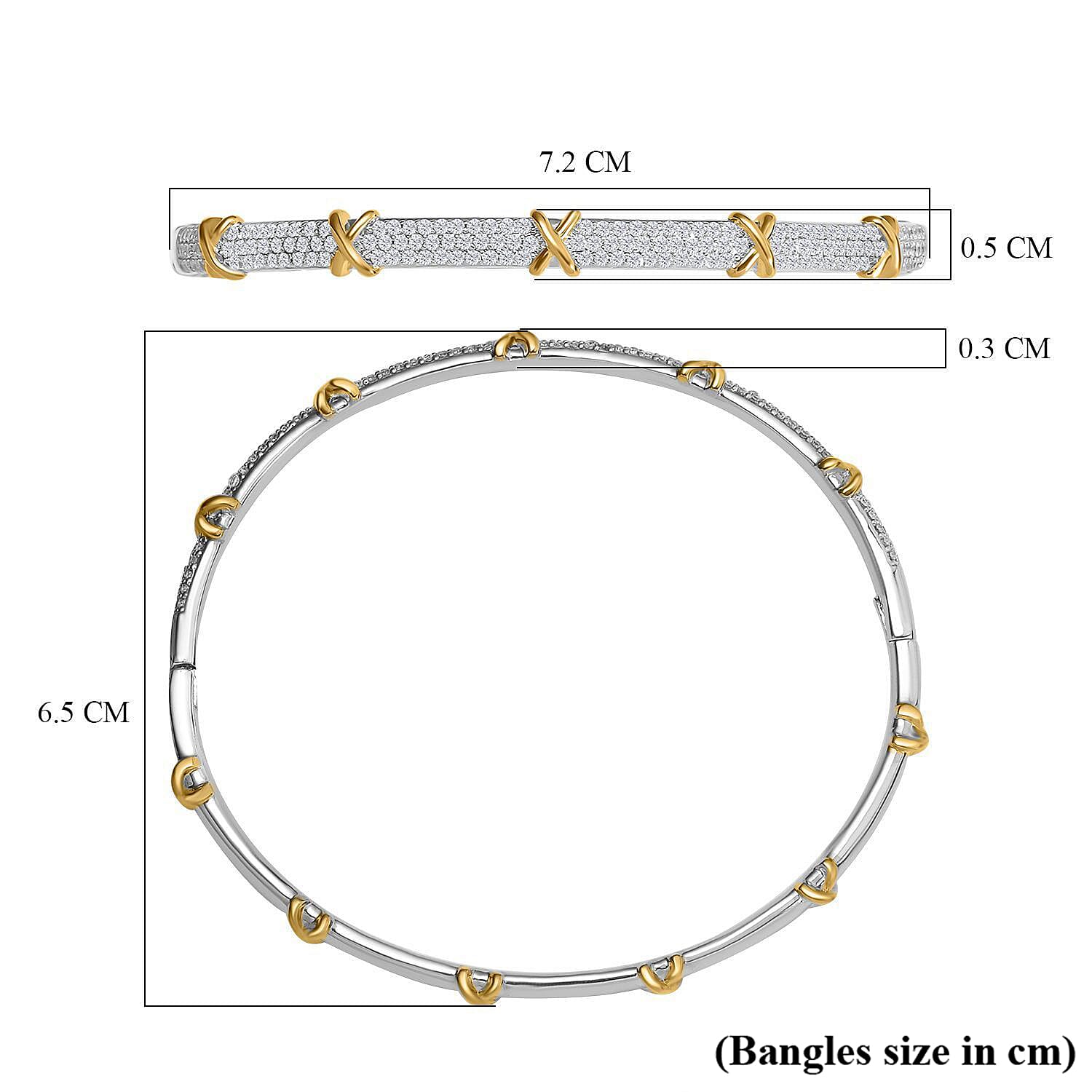 Designer Inspired Close Out - Cubic Zirconia Criss Cross Bangle (Size - 7.5 )