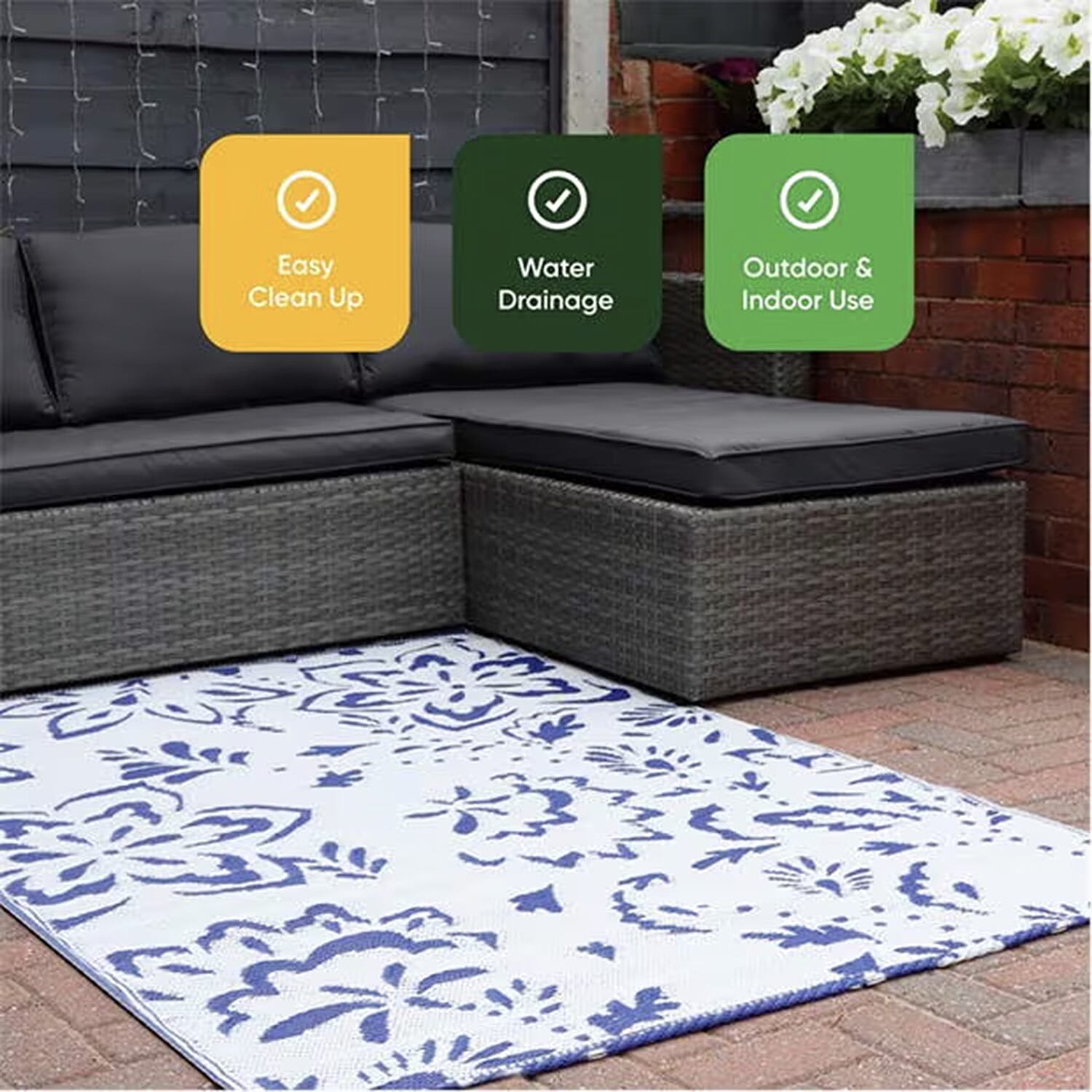  Polypropylene Rug and Door Mat - Blue