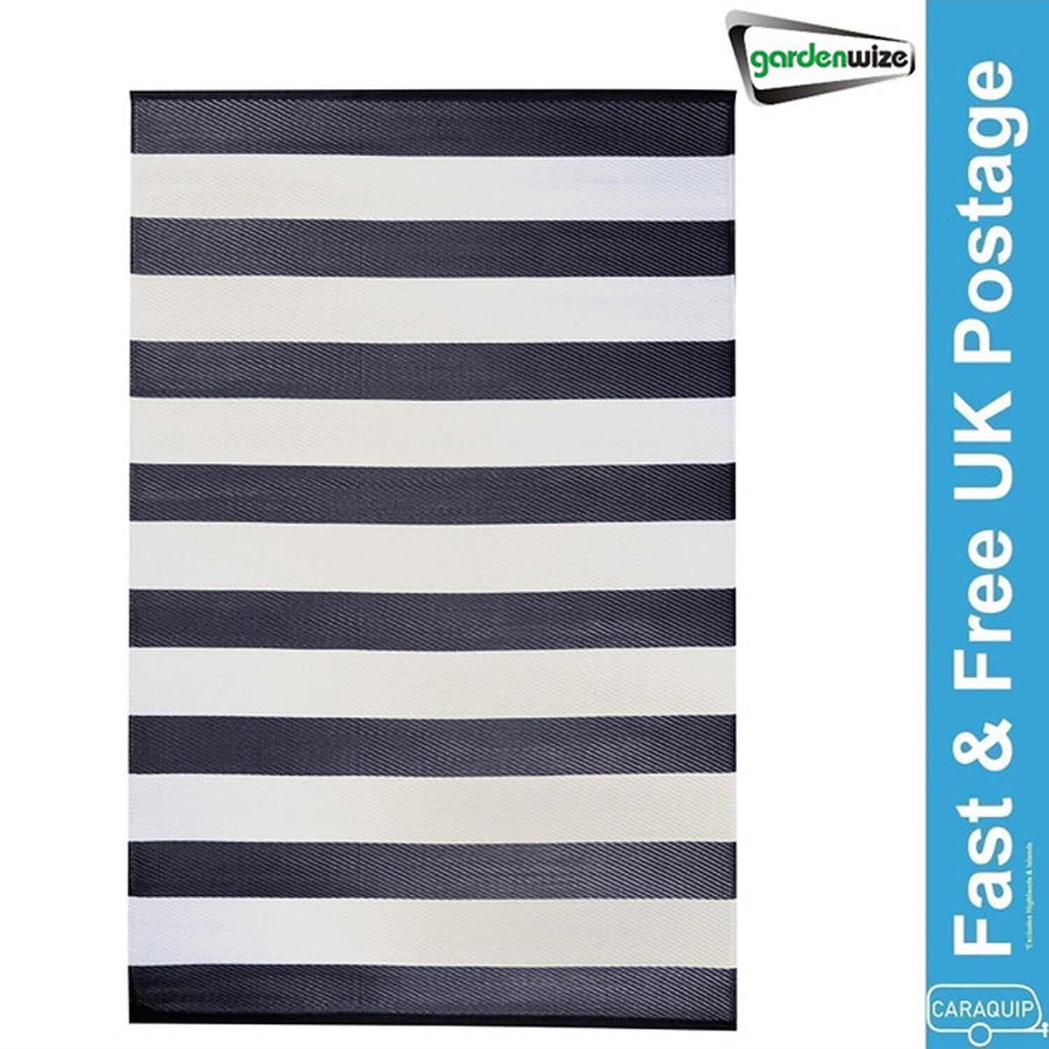 Zebra Pattern Outdoor Reversible Rug (Size 180x120 cm) - White & Blue