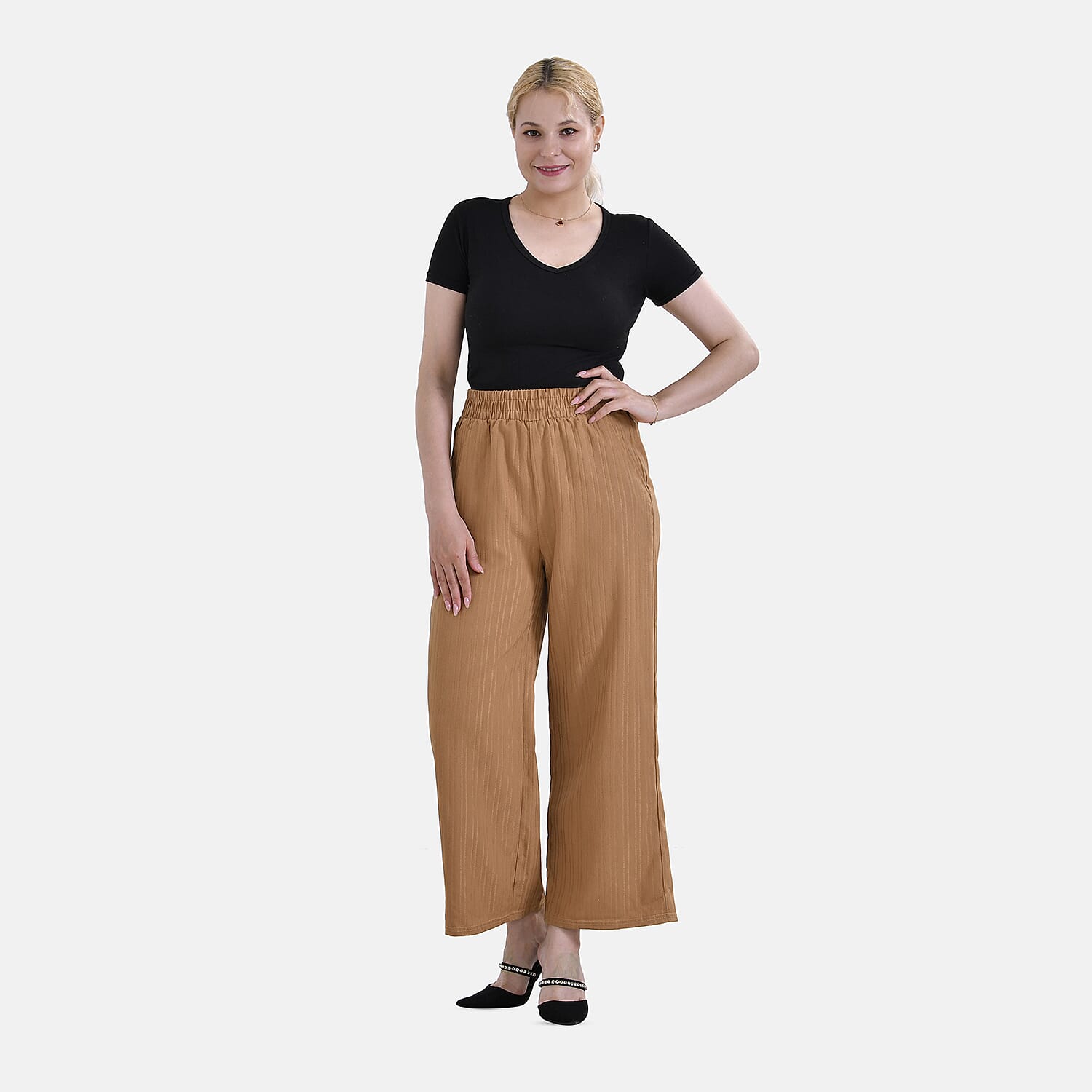 La Marey Wide Leg Pant with Elastic Waistband (Size L) - Yellow