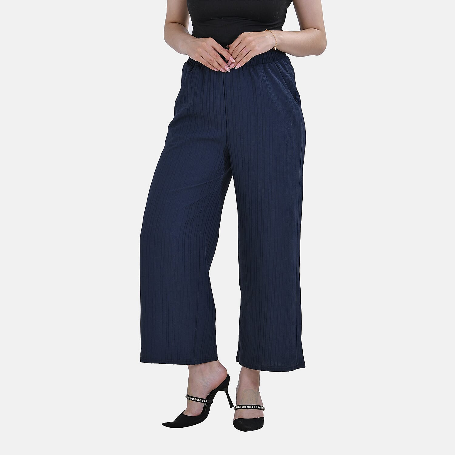 La Marey Wide Leg Pant with Elastic Waistband (Size M) - Blue