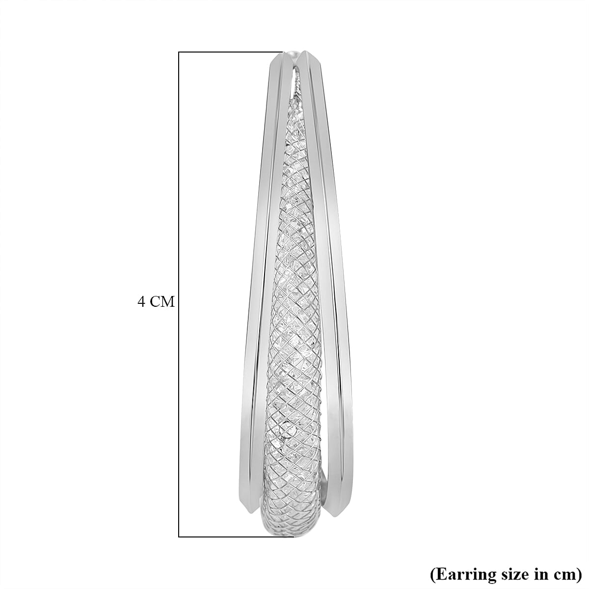 White Austrian Crystal Hoop Earrings in Silver Tone