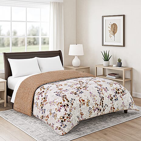 Polyester Flower and Leaves Blanket (Size 2x1 cm) - White & Red