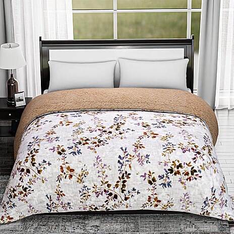 Polyester Flower and Leaves Blanket (Size 2x1 cm) - White & Red