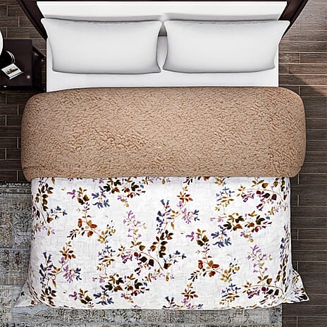 Polyester Flower and Leaves Blanket (Size 2x1 cm) - White & Red