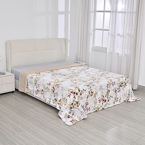 Flower Pattern Blanket for Bedding (King-Extra Large Size, 2.25x2.2m) - White - Red