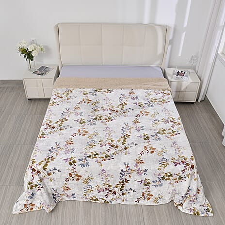 Flower Pattern Blanket for Bedding (King-Extra Large Size, 2.25x2.2m) - White - Red