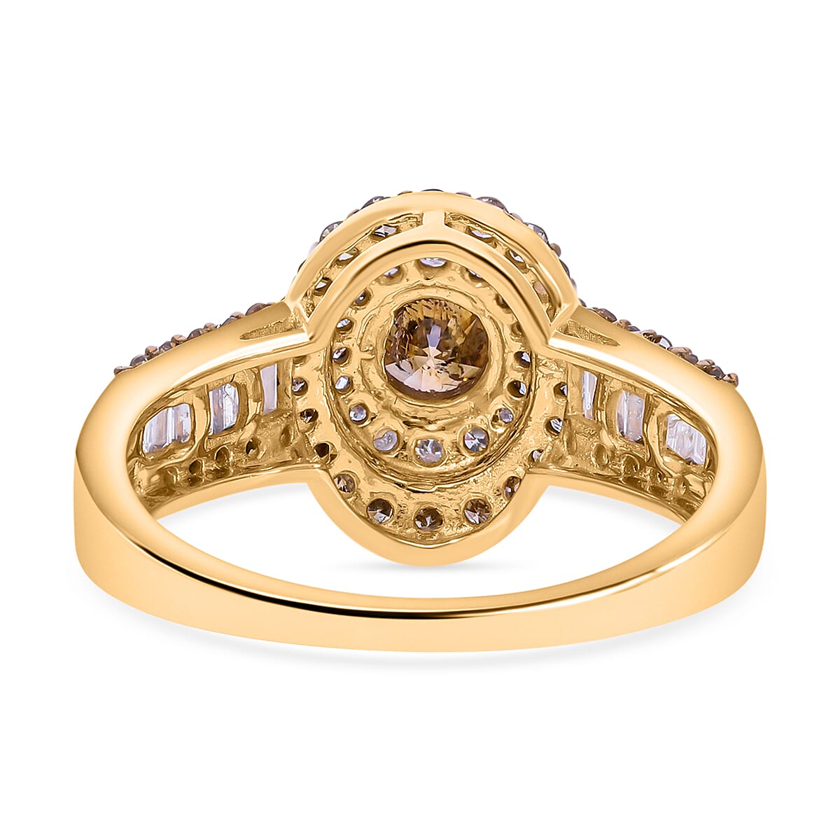 Doorbuster - 9K Yellow Gold SGL Certified Natural Champagne and White Diamond Ring 1.00 ct (Center Stone 0.36cts)