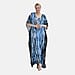 Closeout Deal  V-Neck Tie-Dye Stripe Pattern-Mid-Sleeve Dress