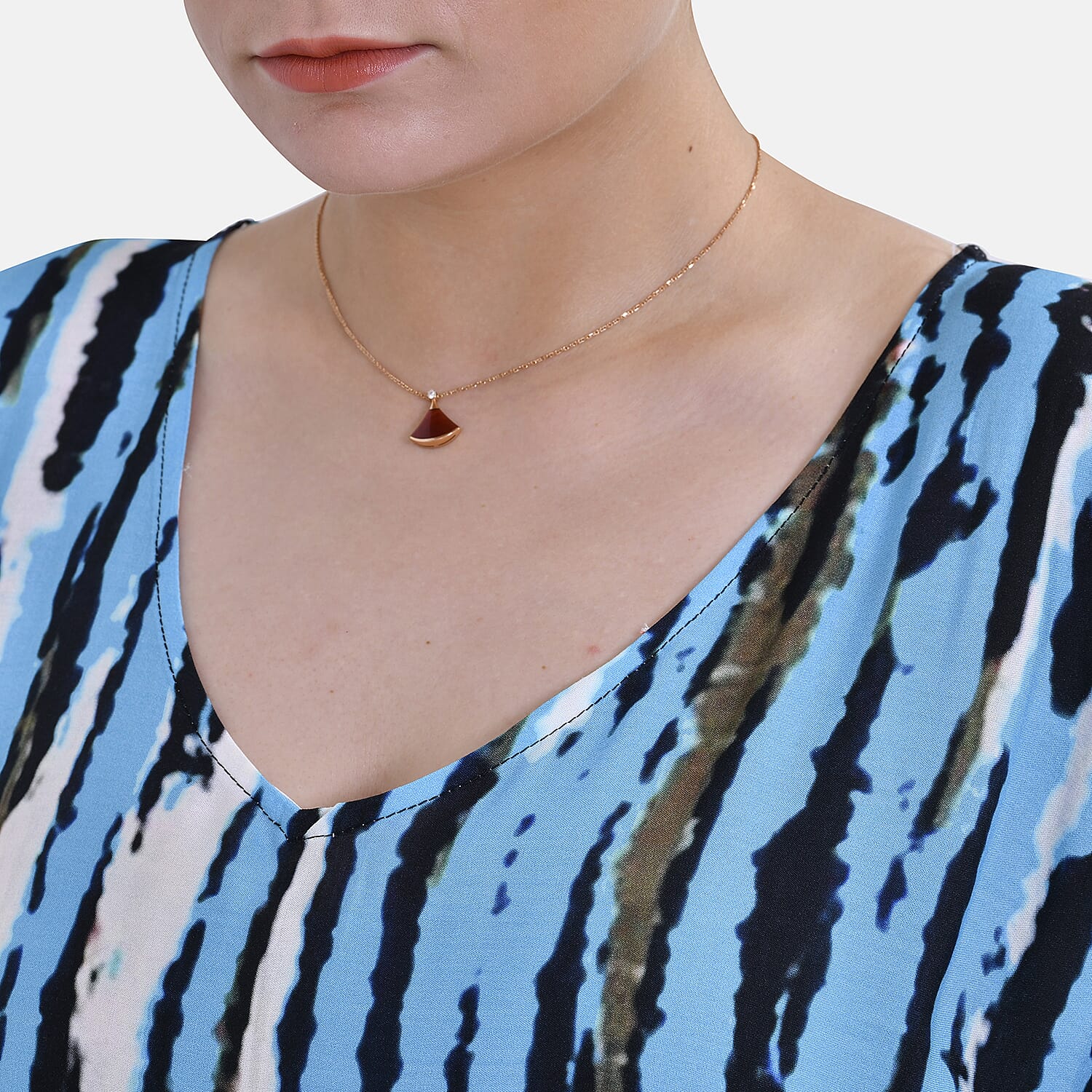 Closeout Deal 100% Viscose V-Neck Tie-Dye Stripe Pattern-Mid-Sleeve Dress (One Size) (8 TO 20) -  Green - Black