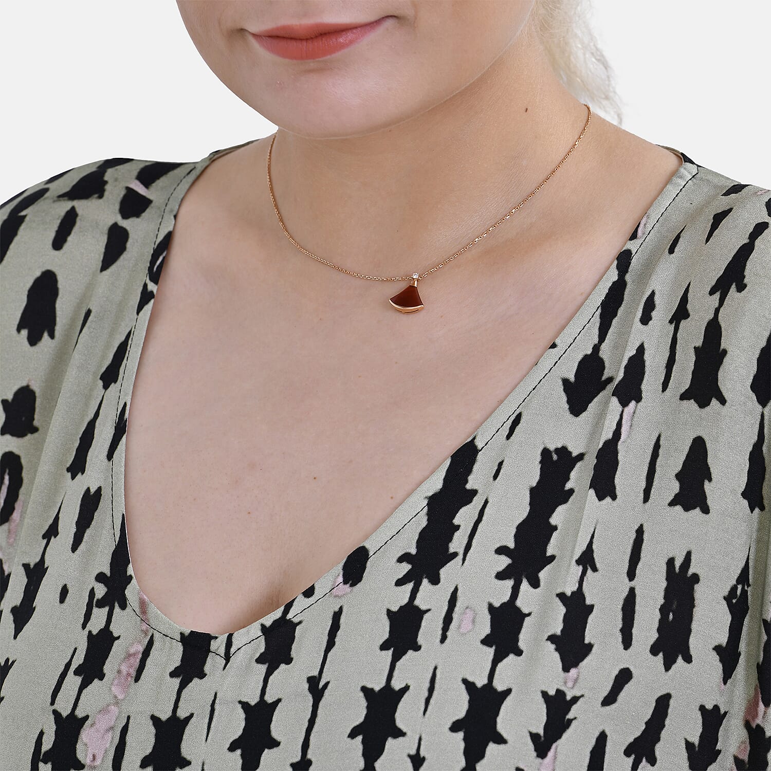 Closeout Deal 100% Viscose V-Neck Tie-Dye Stripe Pattern-Mid-Sleeve Dress (One Size) (8 TO 20) -  Green - Brown