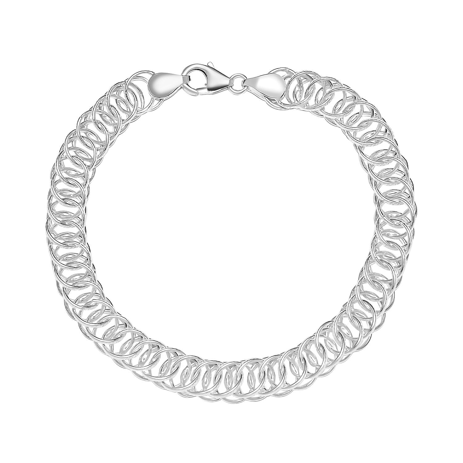 JCK Vegas Deal - Handmade Oval Links Bracelet in Sterling Silver (Size - 7.5), silver wt. 13.8 gms