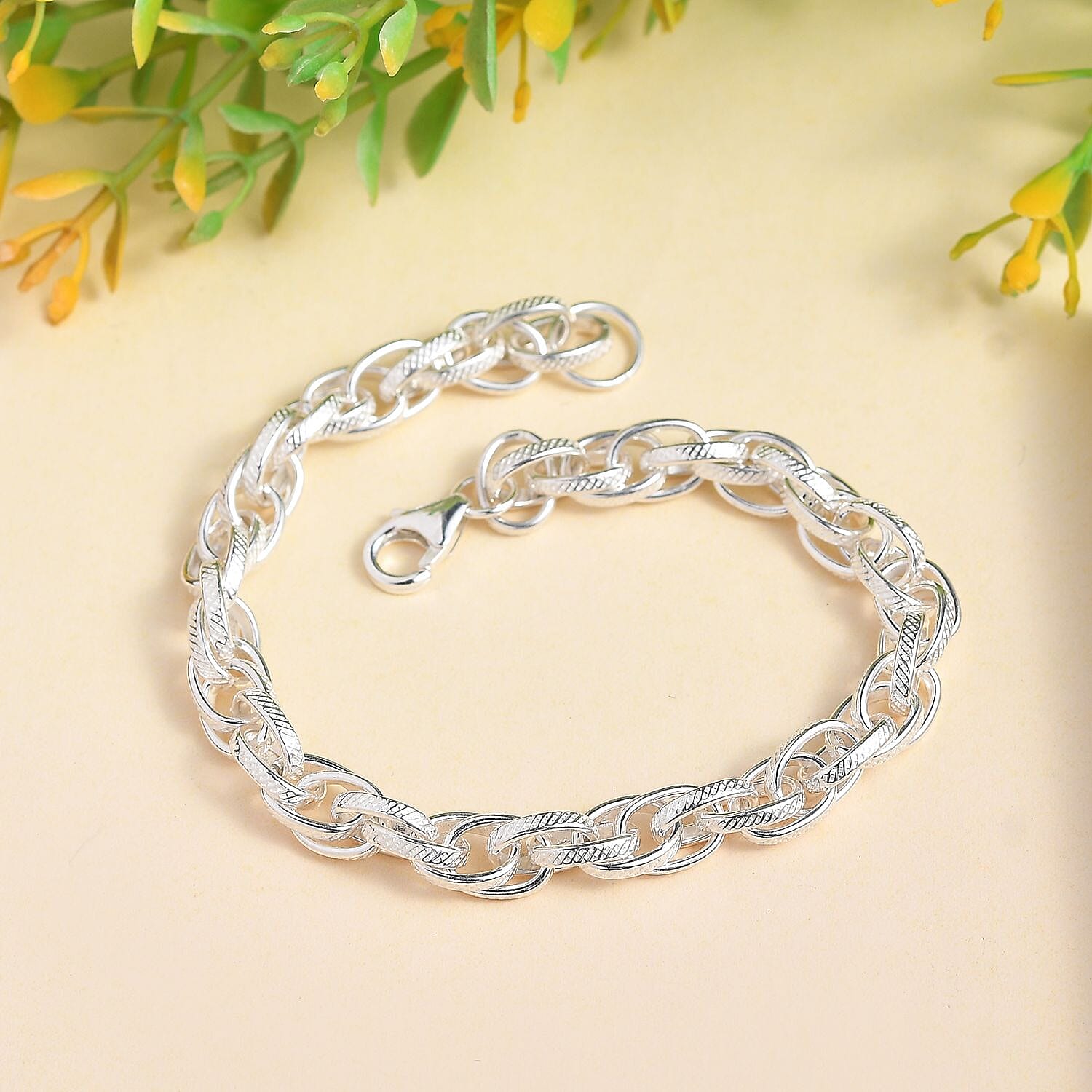 JCK Vegas Closeout - Sterling Silver Prince Of Wales Belcher Bracelet (Size - 7.5),  Silver Wt. 16.42 Gms