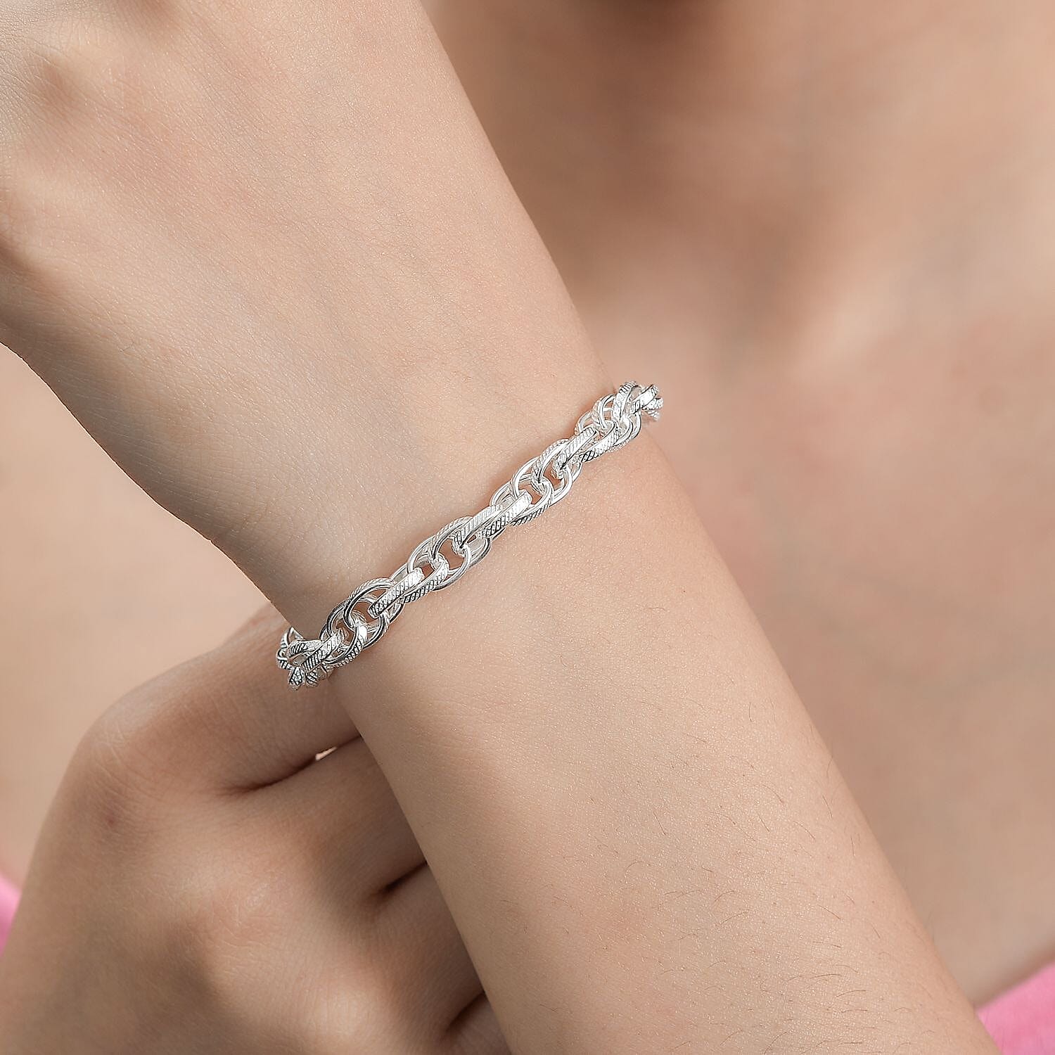 JCK Vegas Closeout - Sterling Silver Prince Of Wales Belcher Bracelet (Size - 7.5),  Silver Wt. 16.42 Gms