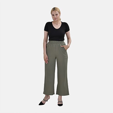 La Marey Polyester Printed Jean and Pant-Trouser (Size M 12 to 14) - Green & Green