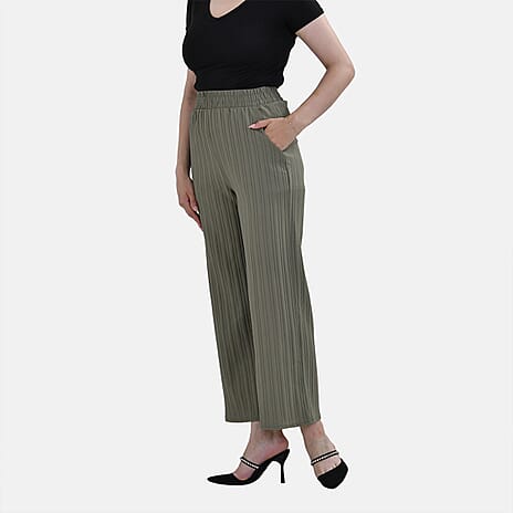 La Marey Polyester Printed Jean and Pant-Trouser (Size M 12 to 14) - Green & Green