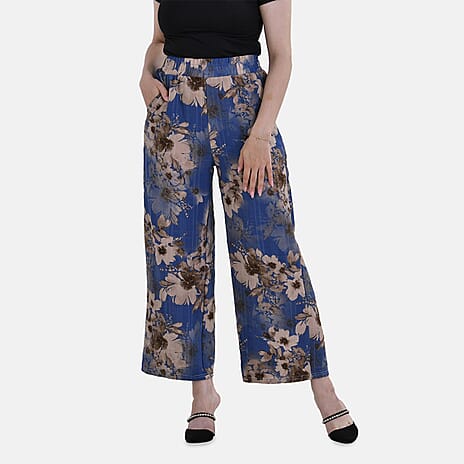 La Marey Polyester Printed Jean and Pant-Trouser (Size 12 to 14) - Blue Floral