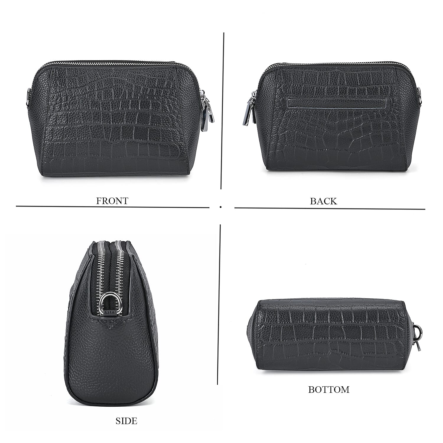 Genuine Leather Croco Embossed Crossbody Bag