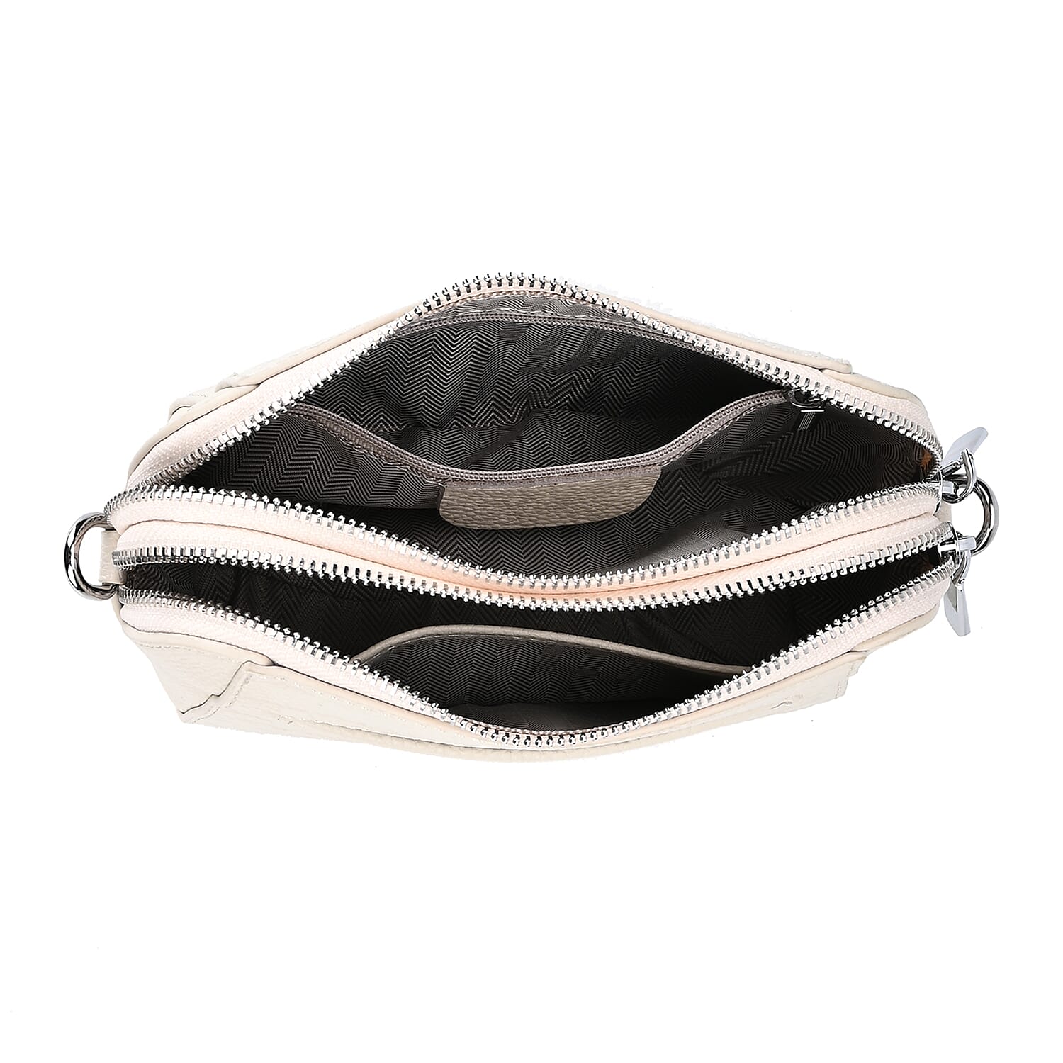 100% Genuine Leather Croco Embossed Crossbody Bag (Size 18x8x14 cm) - White