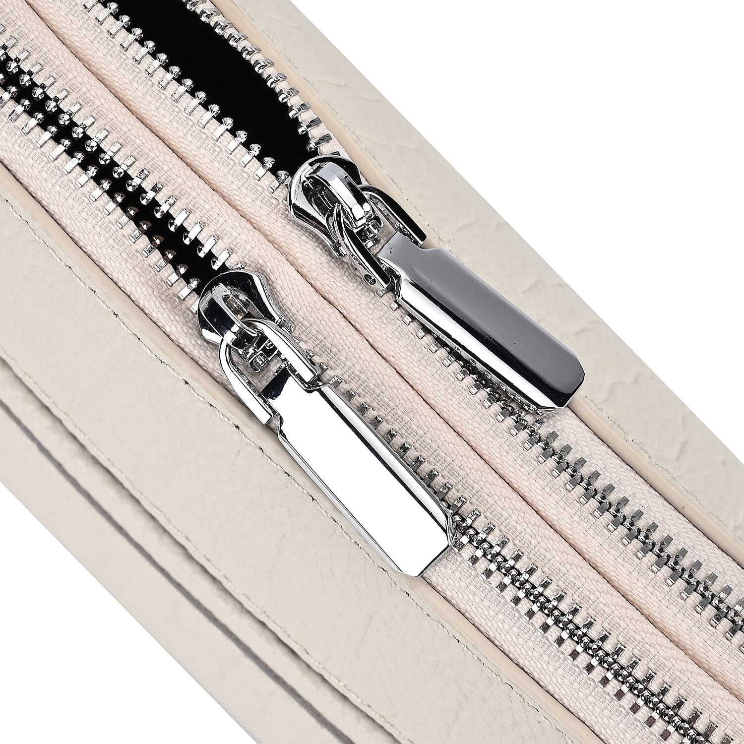 100% Genuine Leather Croco Embossed Crossbody Bag (Size 18x8x14 cm) - White