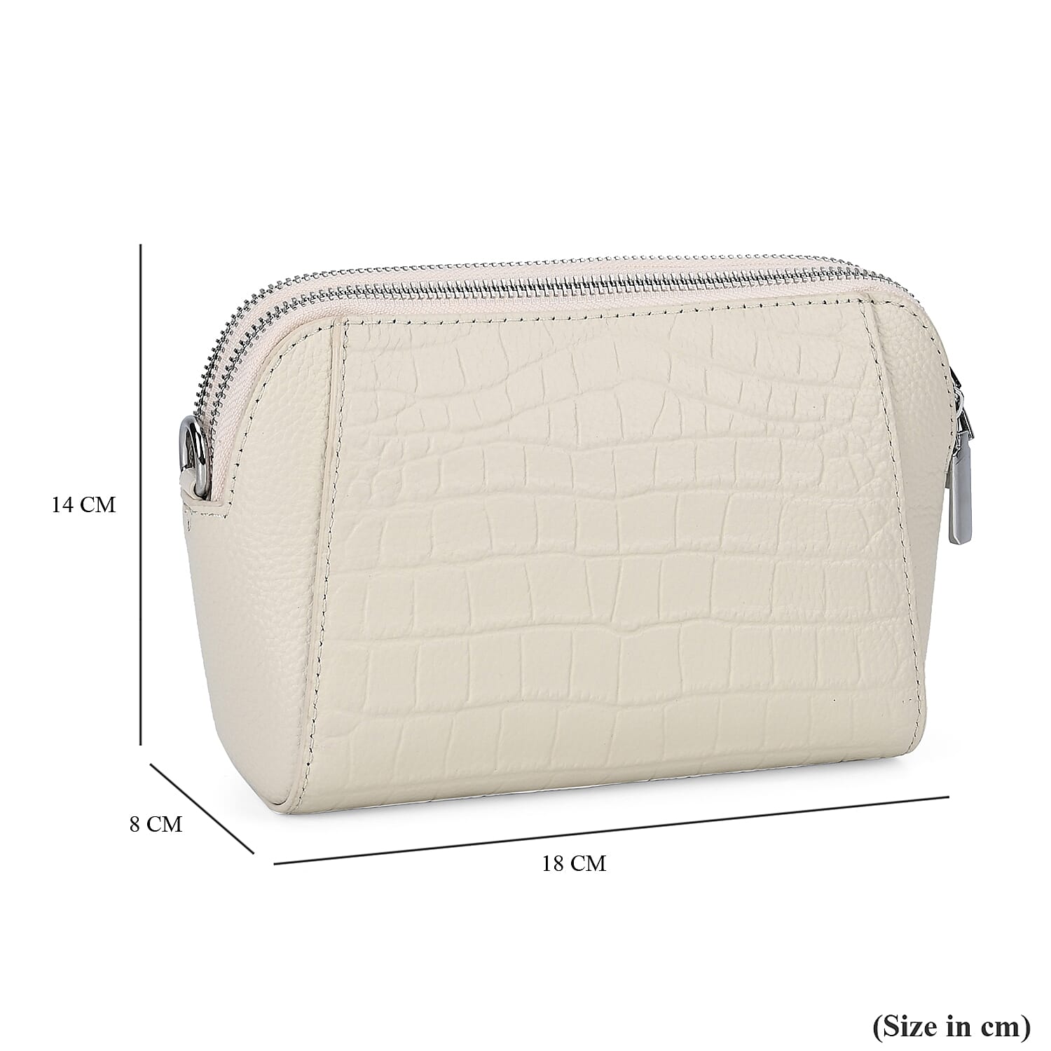 100% Genuine Leather Croco Embossed Crossbody Bag (Size 18x8x14 cm) - White