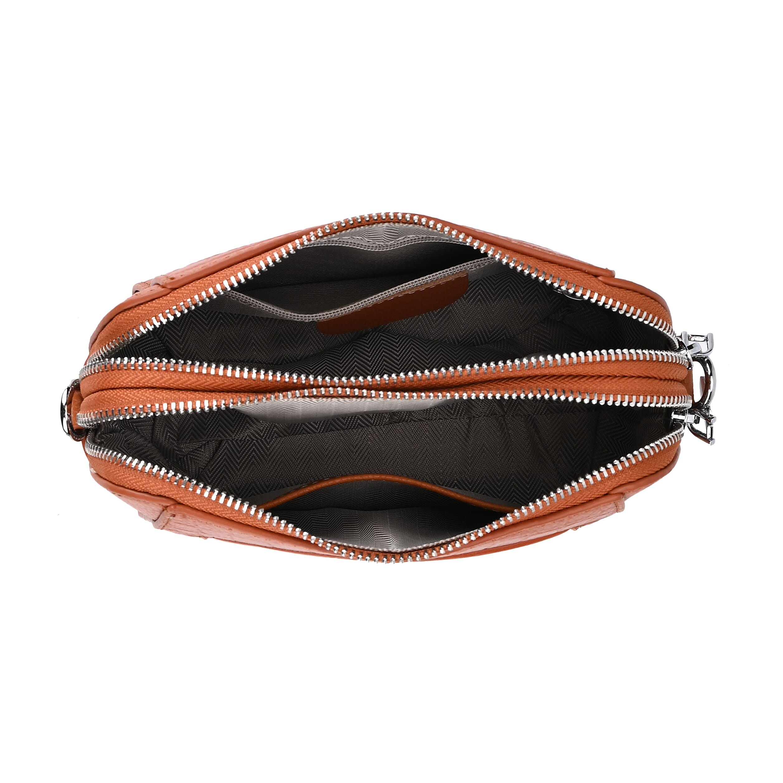 Leather Croco Embossed Crossbody Bag (Size 18x8x14 cm) - Tan