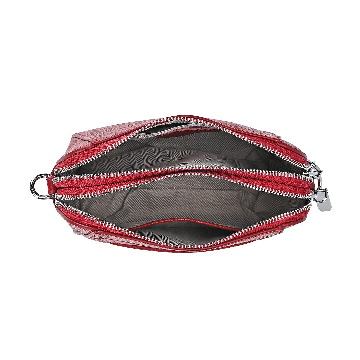 100% Genuine Leather Croco Embossed Crossbody Bag (Size 18x8x14 cm) - Burgundy