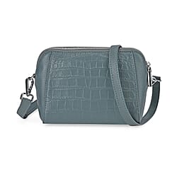 Leather Croco Embossed Crossbody Bag (Size 18x8x14 cm) - Tan