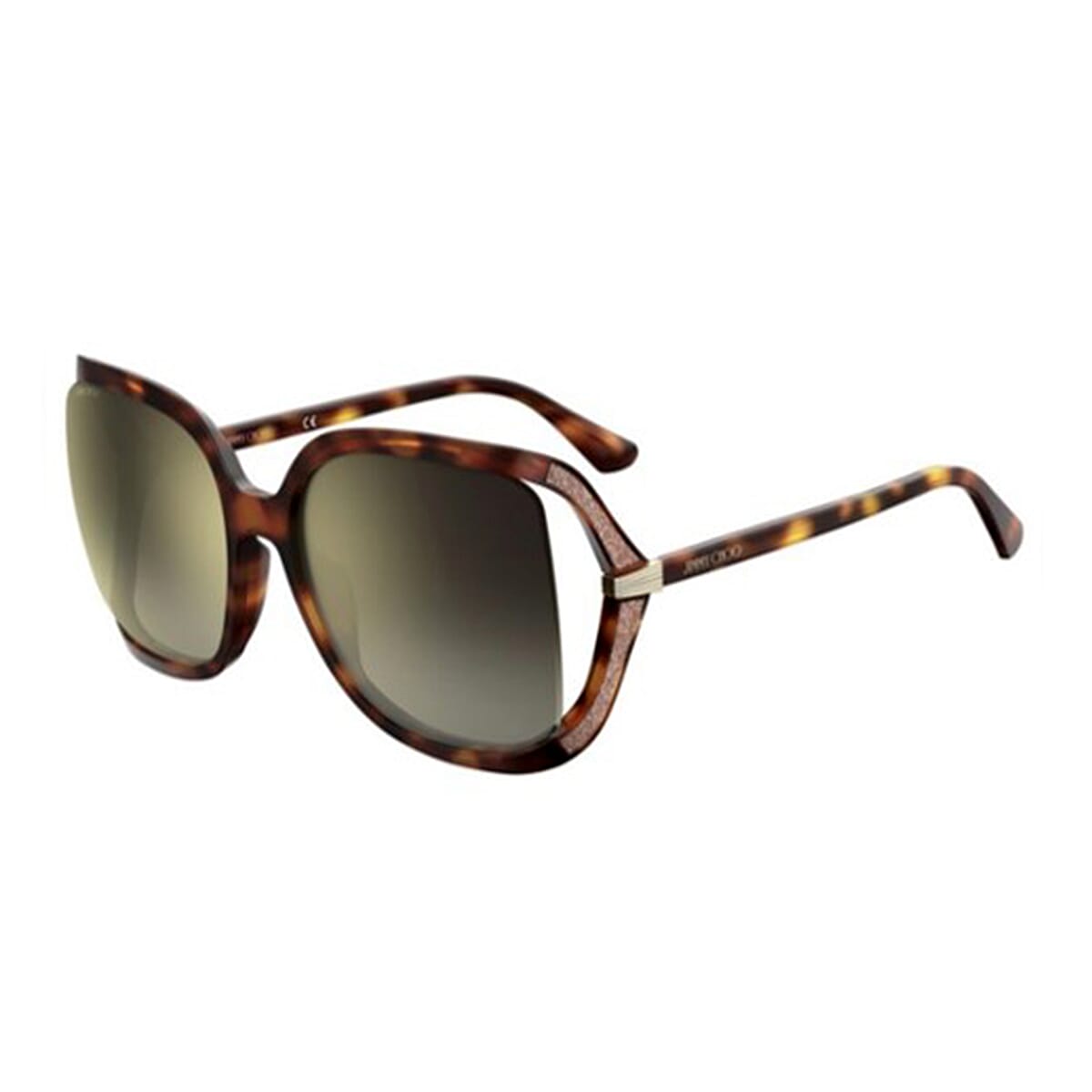 Jimmy Choo Tilda Dark Havana Woman Rectangular Sunglasses - Brown & Black