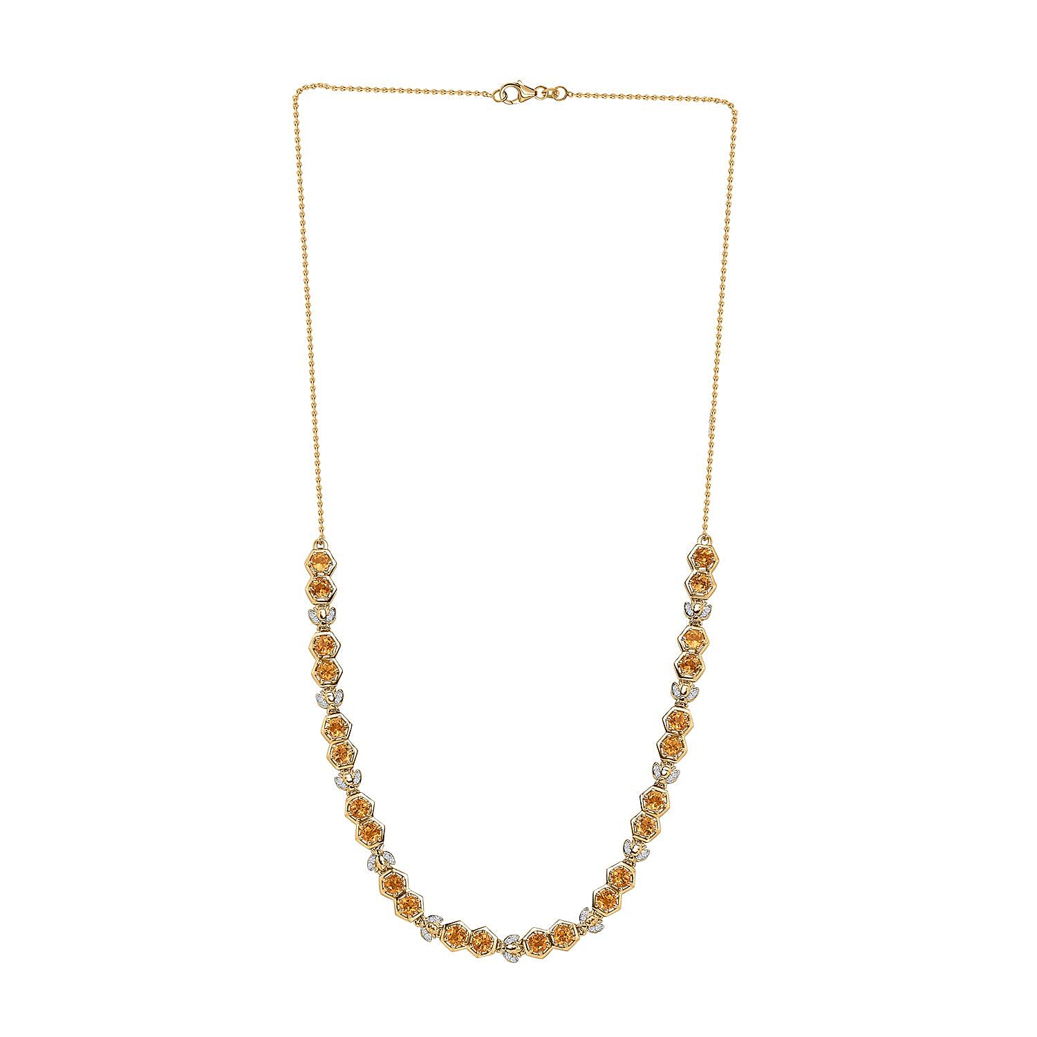 GP HoneyComb Collection - Citrine & Natural Zircon Cluster Necklace (Size - 20) in 18K Vermeil Yellow Gold Plated Sterling Silver 6.86 Ct, Silver Wt. 16.41 Gms GP HoneyComb Collection - Citrine & Natural Zircon Cluster Necklace (Size - 20) in 18K Vermeil Yellow Gold Plated Sterling Silver 6.86 Ct, Silver Wt. 16.41 Gms