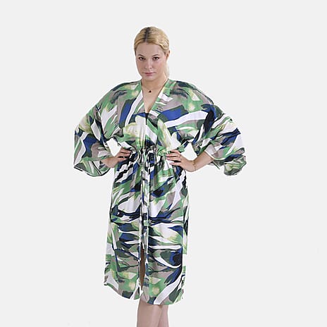 Viscose Exclusive Abstract Multi-Pattern - Tie Waist Kimono (One Size)