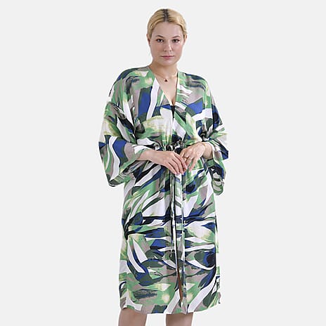 Viscose Exclusive Abstract Multi-Pattern - Tie Waist Kimono (One Size)