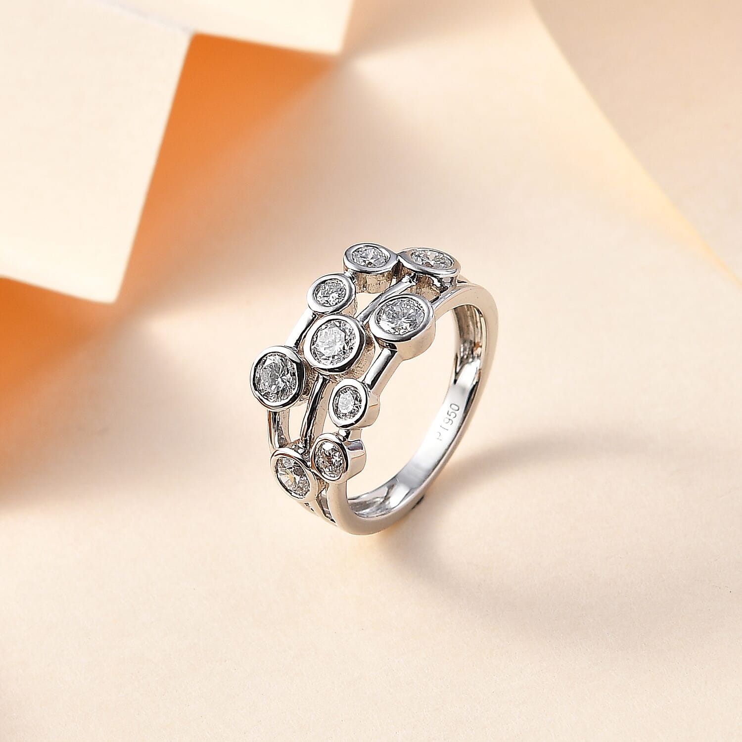 950 Platinum SGL Certified Lab Grown Diamond (VS-EF) Bubble Ring 1.00 Cts. Platinum Wt 6.75 Gms