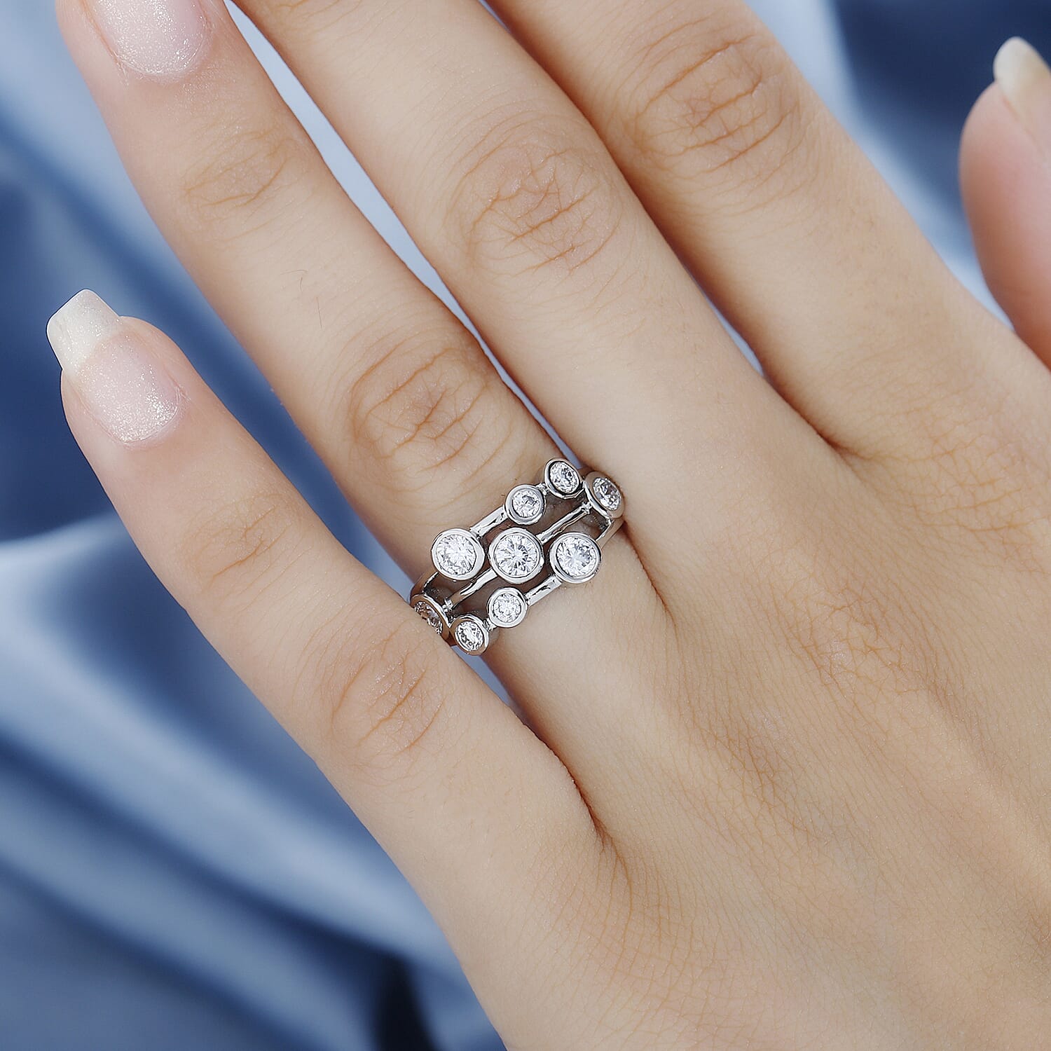 950 Platinum SGL Certified Lab Grown Diamond (VS-EF) Bubble Ring 1.00 Cts. Platinum Wt 6.75 Gms