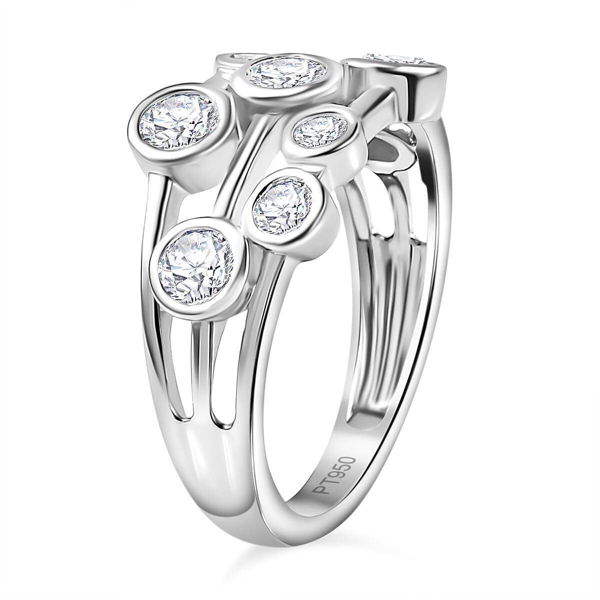 950 Platinum SGL Certified Lab Grown Diamond (VS-EF) Bubble Ring 1.00 Cts. Platinum Wt 6.75 Gms