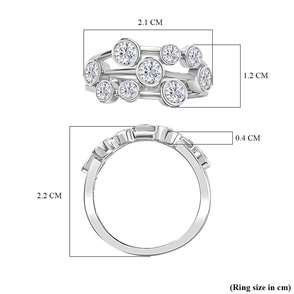 950 Platinum SGL Certified Lab Grown Diamond (VS-EF) Bubble Ring 1.00 Cts. Platinum Wt 6.75 Gms