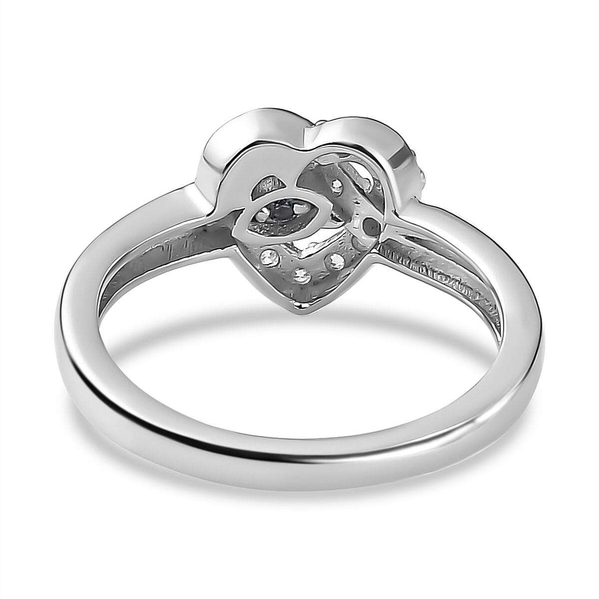 GP - Moissanite Heart Ring in 18K Vermeil YG, RG & Platinum Plated Sterling Silver