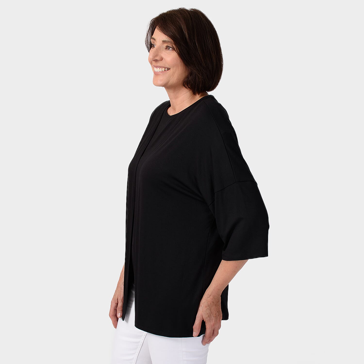 Emelia Viscose Cardigan (Size 1x1 ) - Black