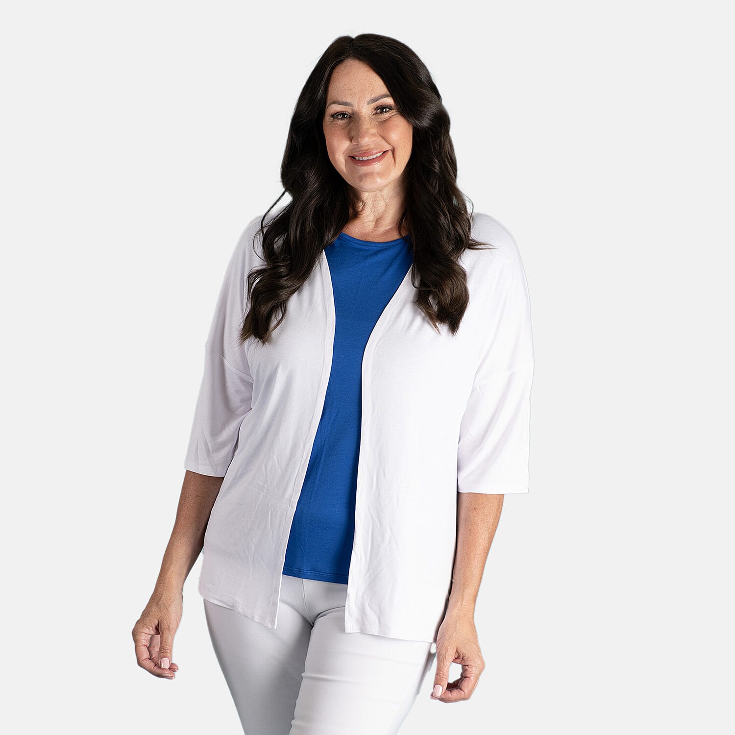 Emelia Viscose Cardigan (Size 1x1 ) - White