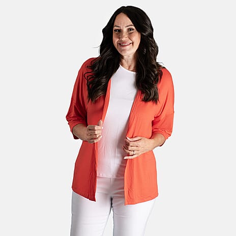 Emelia Viscose Cardigan (Size 1x1 ) - Orange