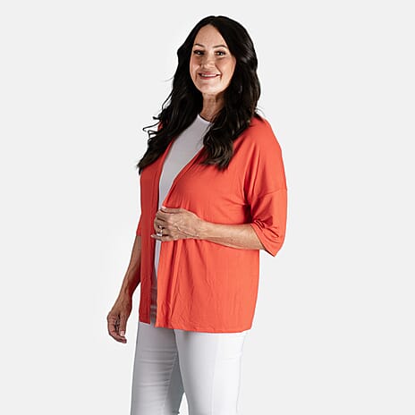 Emelia Viscose Cardigan (Size 1x1 ) - Orange