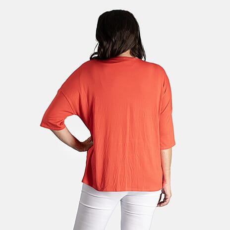Emelia Viscose Cardigan (Size 1x1 ) - Orange