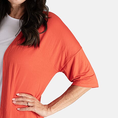 Emelia Viscose Cardigan (Size 1x1 ) - Orange