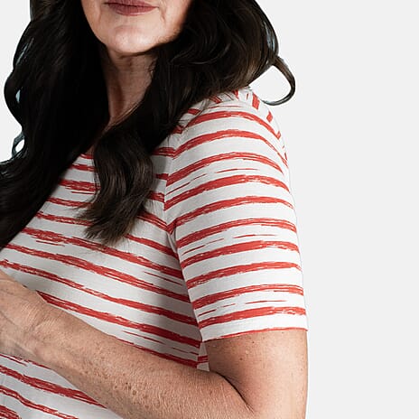 Emelia Viscose Stripe Pattern Top (Size XL) - Red