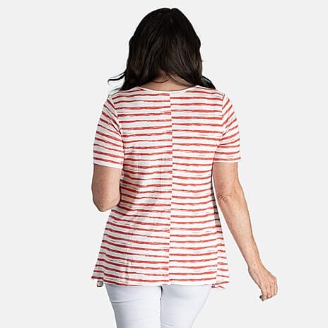 Emelia Viscose Stripe Pattern Top (Size XL) - Red
