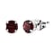 Red Garnet Solitaire Stud Earrings in Sterling Silver 1.25 Ct