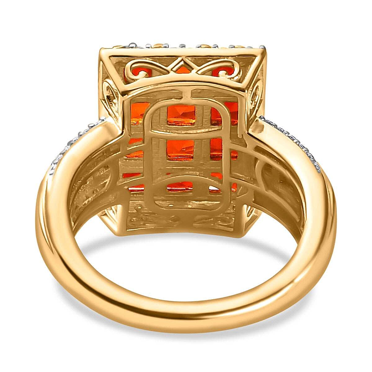 Salamanca Fire Opal & Zircon Ring in 18K Vermeil Yellow Gold Plated Sterling Silver 2.40 Ct. Salamanca Fire Opal & Zircon Ring in 18K Vermeil Yellow Gold Plated Sterling Silver 2.40 Ct.